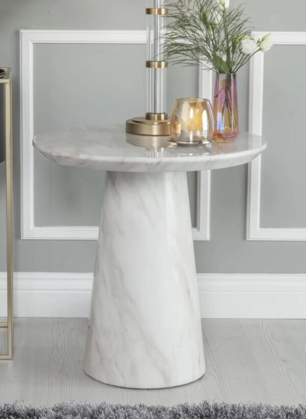 Cannes White Marble Round Side Table - Image 2