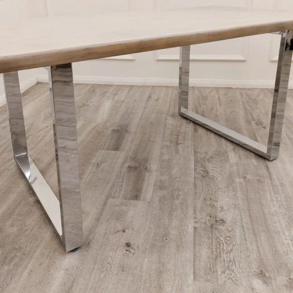Freya 1.8 Dining Table Solid Light Pine wood with Chrome Metal Legs - Image 3