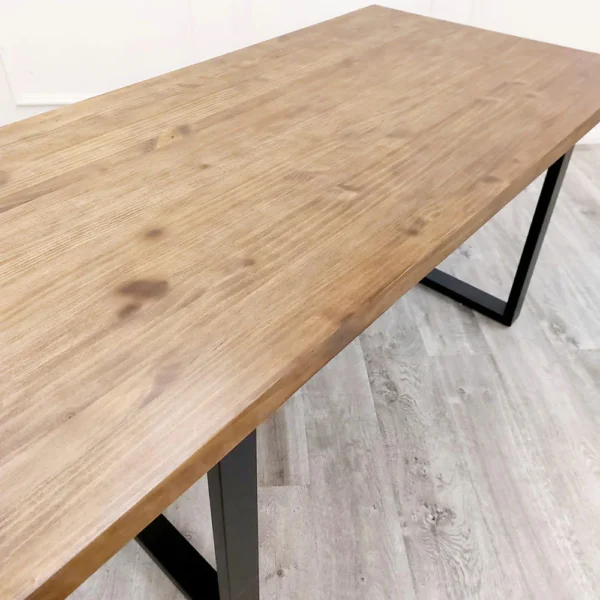 Freya 1.8 Dining Table Solid Dark Pine wood with Matt Black Metal Legs - Image 3