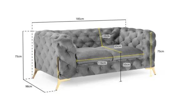 2 Seater Chelsea Chesterfield Sofa - Image 2