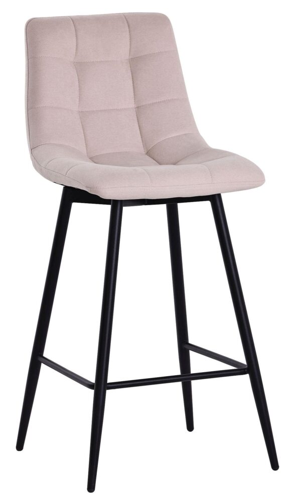 Elba Fabric High Back Barstool with Black Metal Legs