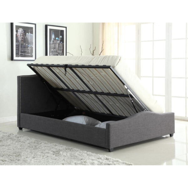 Elle Storage Linen King Size Bed Grey - Image 2