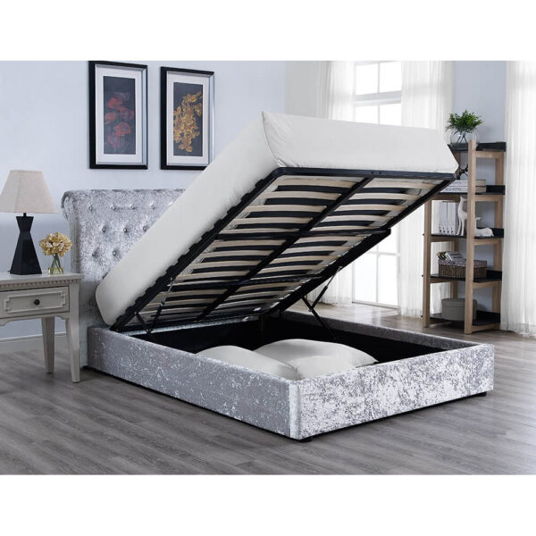 Casablanca Storage Crushed Velvet King Size Bed Grey - Image 2