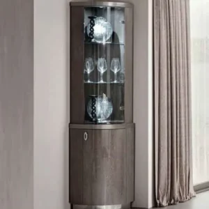 Armonia Italian Silver Birch Corner Display Cabinet