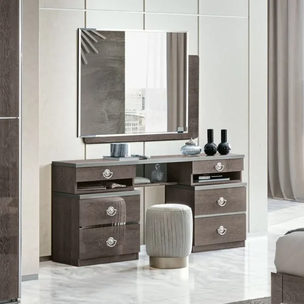 Camel Nabucco Silver Birch Italian Double Pedestal Dressing Table