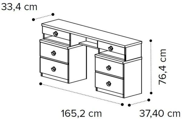 Camel Nabucco Silver Birch Italian Double Pedestal Dressing Table - Image 5