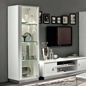 Roma White Italian Glamuor 1 Door Vitrine