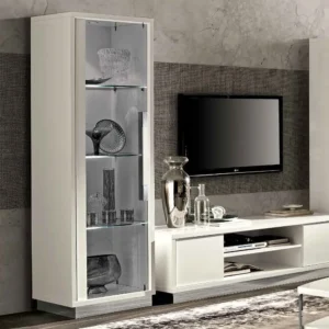 Roma White Italian Slim 1 Door Vitrine