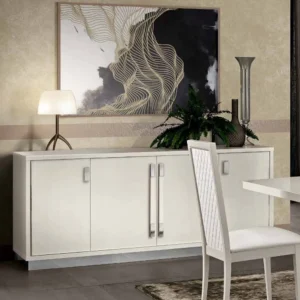 Roma White Italian Slim Large Buffet Sideboard