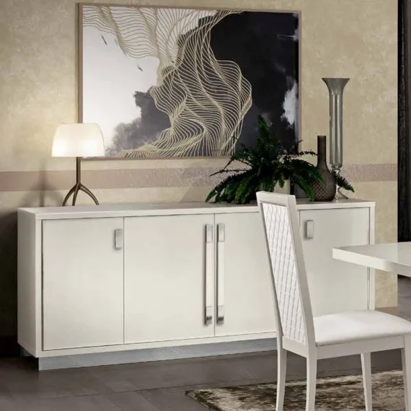 Roma White Italian Slim Large Buffet Sideboard