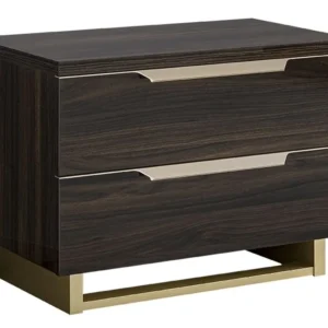 Smart Walnut Italian 2 Drawer Mini Bedside Cabinet