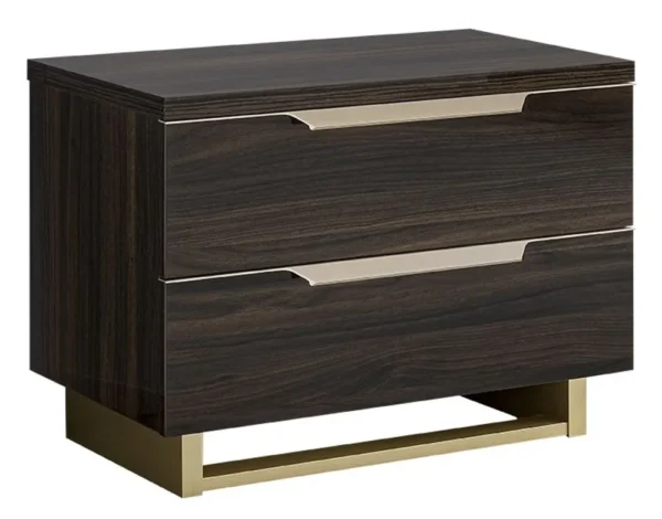 Smart Walnut Italian 2 Drawer Mini Bedside Cabinet