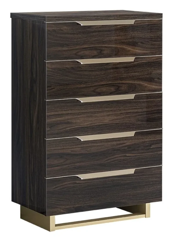 Smart Walnut Italian 5 Drawer Midi Chest