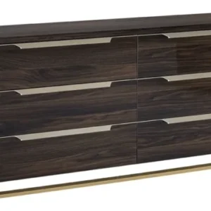 Smart Walnut Italian 6 Drawer Wide Chest