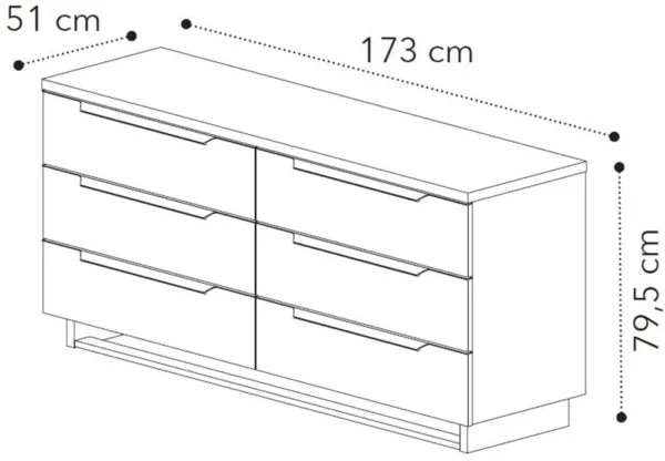 Smart Walnut Italian 6 Drawer Wide Chest - Image 2