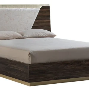 Smart Walnut Italian Fabric Headboard Bed – Sizes Available