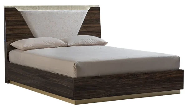 Smart Walnut Italian Fabric Headboard Bed – Sizes Available