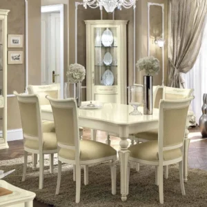 Torriani Ivory Italian Extending Dining Set with Chairs