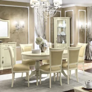 Torriani Ivory Italian Oval Extending Dining Set with Chairs
