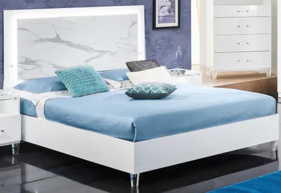 Cristal White Marble Italian Bed – Sizes Available