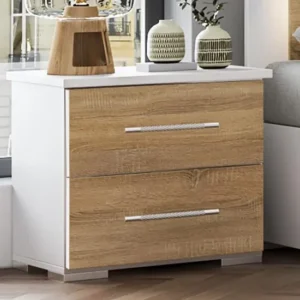 Dalia Light Oak Italian 2 Drawer Bedside Cabinet