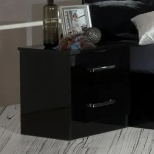 Simona Black Italian 2 Drawer Bedside Cabinet