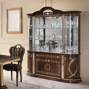 Venus Walnut Italian 4 Door Display Cabinet