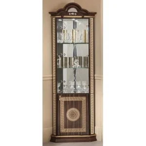 Venus Walnut Italian Corner Display Cabinet
