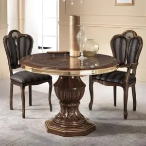 Venus Walnut Italian Round Dining Set with 2 Giglio Chairs