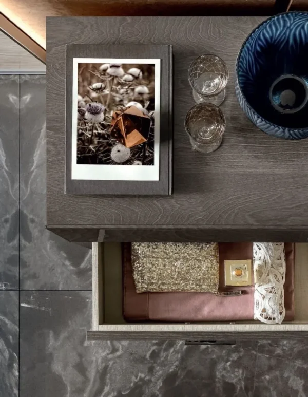 Elite Silver Birch Italian 2 Drawer Bedside Cabinet - Image 2