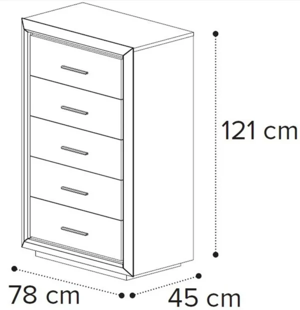Elite Silver Birch Italian 5 Drawer Midi Chest - Image 2