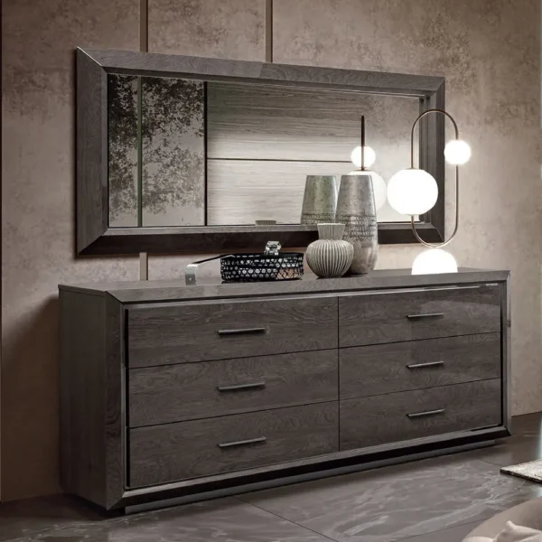 Elite Silver Birch Italian 6 Drawer Wide Chest