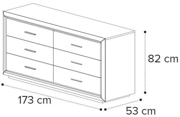 Elite Silver Birch Italian 6 Drawer Wide Chest - Image 2