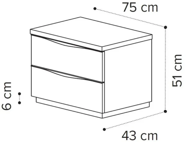 Modum Kharma White Italian 2 Drawer Large Bedside Cabinet - Image 2