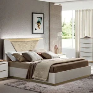 Modum Kharma White Italian Cushion Headboard Bed