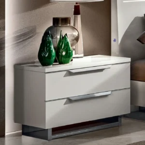 Kimera White Italian 2 Drawer Mini Bedside Cabinet
