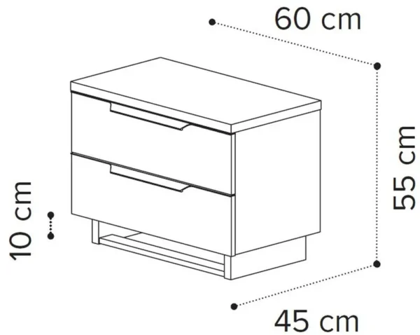 Kimera White Italian 2 Drawer Mini Bedside Cabinet - Image 2