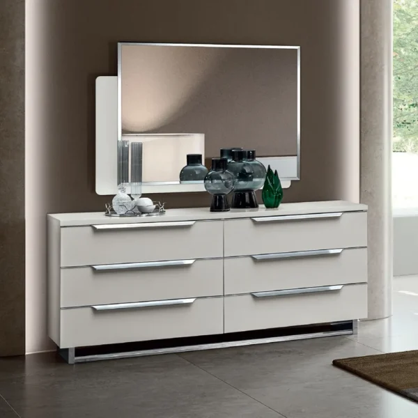 Kimera White Italian 6 Drawer Wide Chest