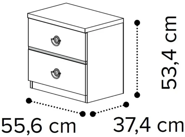 Camel Nabucco Silver Birch Italian 2 Drawer Bedside Cabinet - Image 3