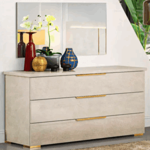 Ben Company Luna Cream&Gold Italian 3 Drawer Dresser