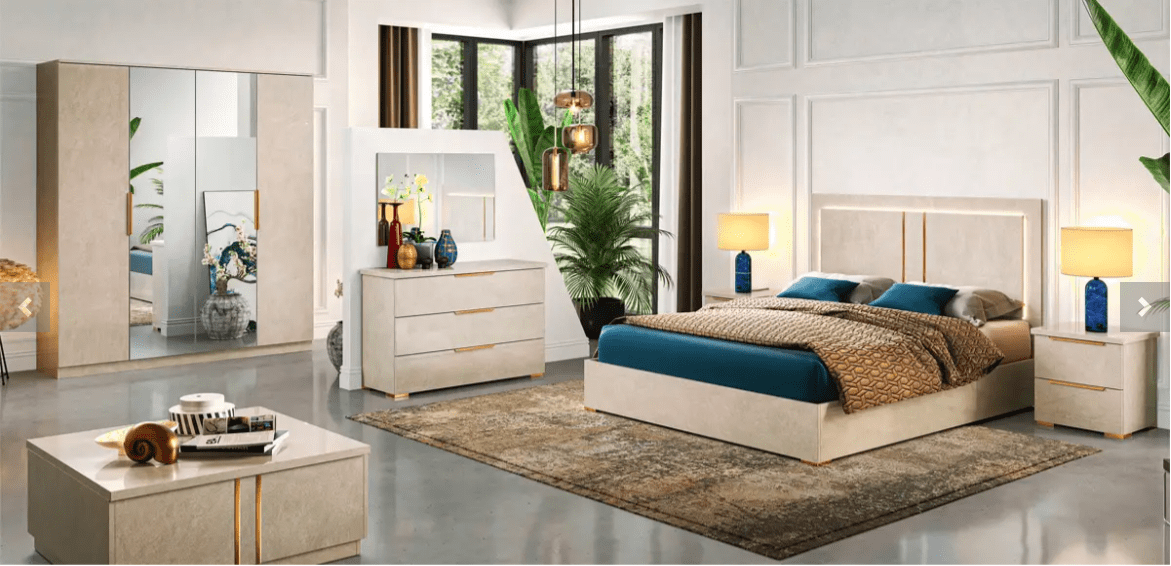 Ben Company Luna Cream Italian Bedroom Group